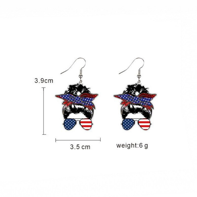 Wholesale Flag Butterfly Cow Finger Smiley Eagle Love Heart American Independence Day Earrings