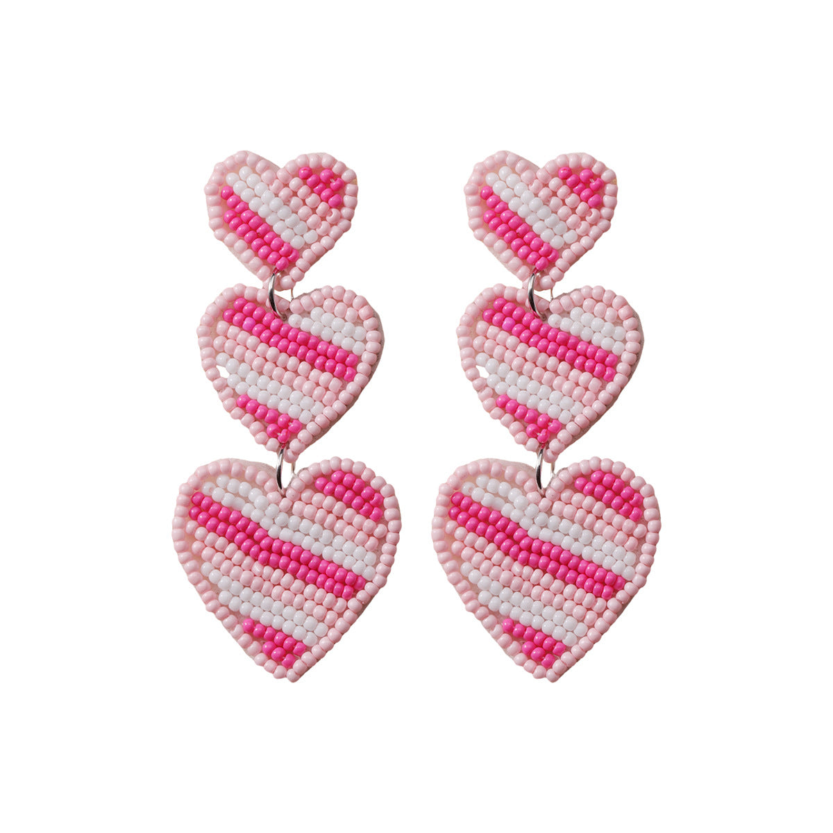 Wholesale Love Valentine's Day Fabric Diamond Handmade Rice Bead Earrings