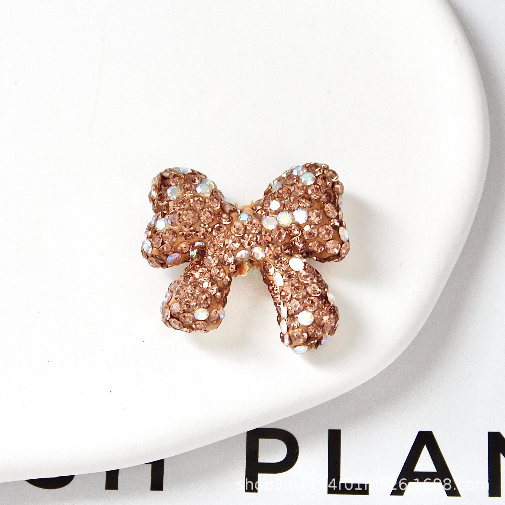 Wholesale 10pcs Colorful diamond clay butterfly bow ribbon with vertical hole beads