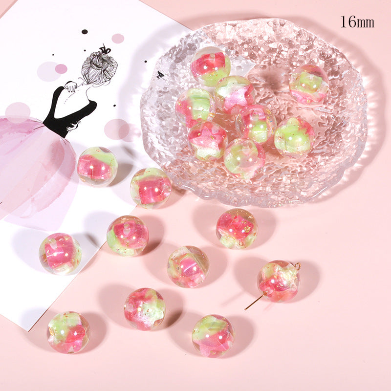 Wholesale Magic star geometric ball 16mm resin through hole loose beads