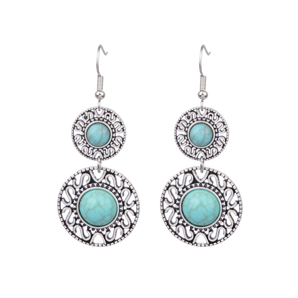 Wholesale Turquoise Bohemian Tassel Geometric Alloy Vintage Earrings
