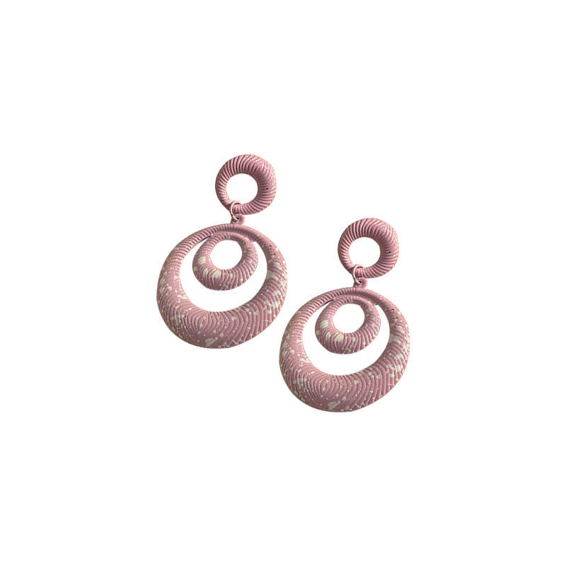 Wholesale  Hot Sale Color Geometric Circle Earrings Women Alloy Spray Paint Exaggerated Earrings Fashion Creative Spot Earrings