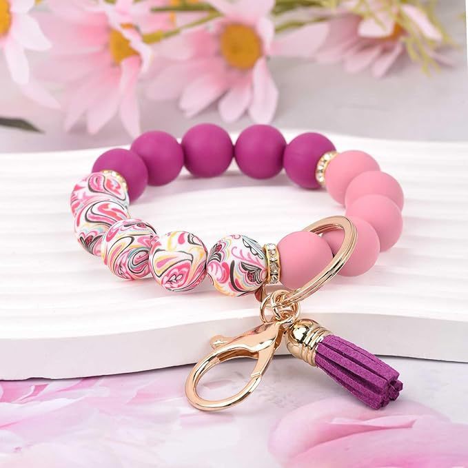 Wholesale  Handmade  Silicone Bead Bracelet Pendant Wristlet Keychain