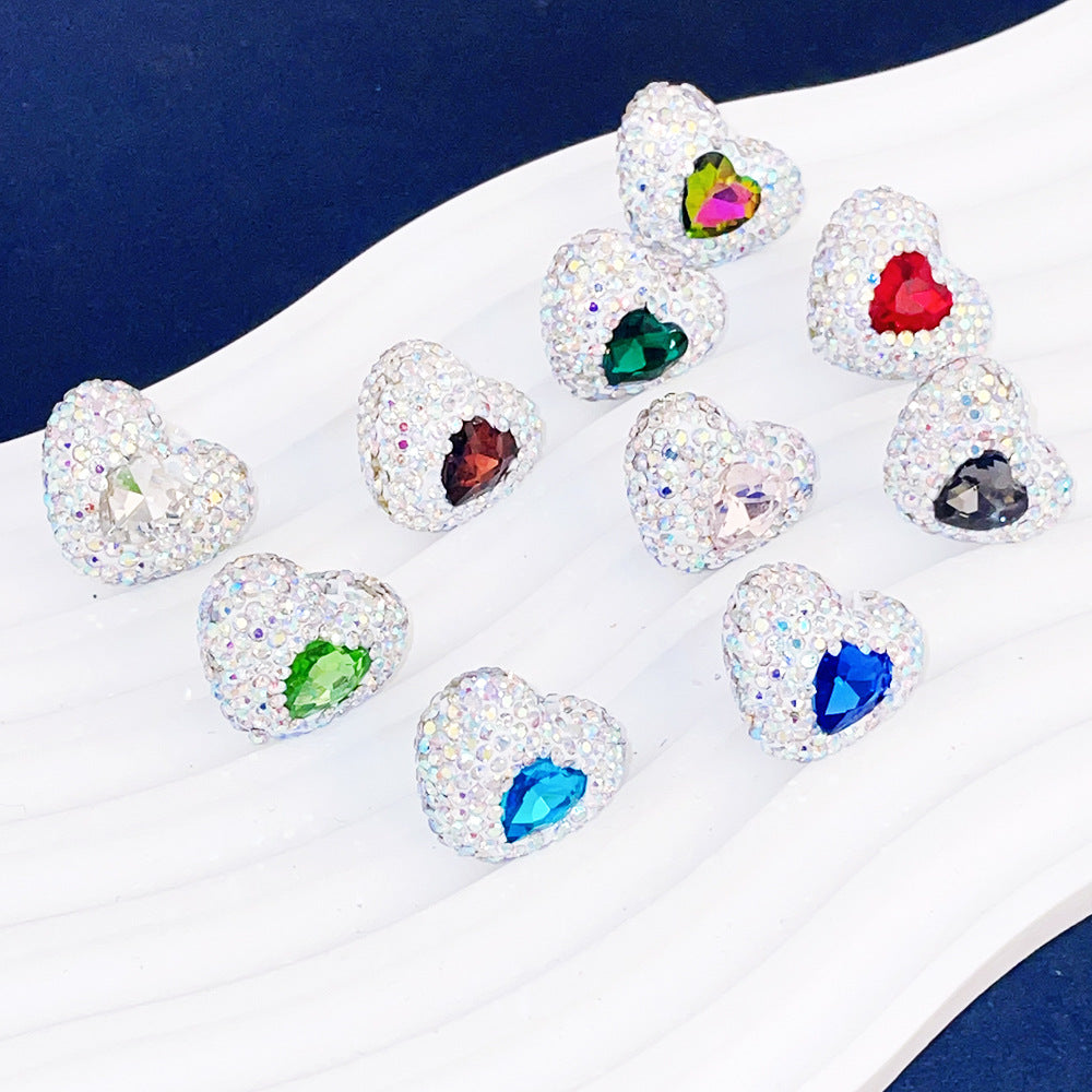 Wholesale 6PCS/Pack Love White Series Soft Pottery Diamond Ball Wearable Straight Hole Beads DIY Mobile Phone Keychain Necklace Accessories