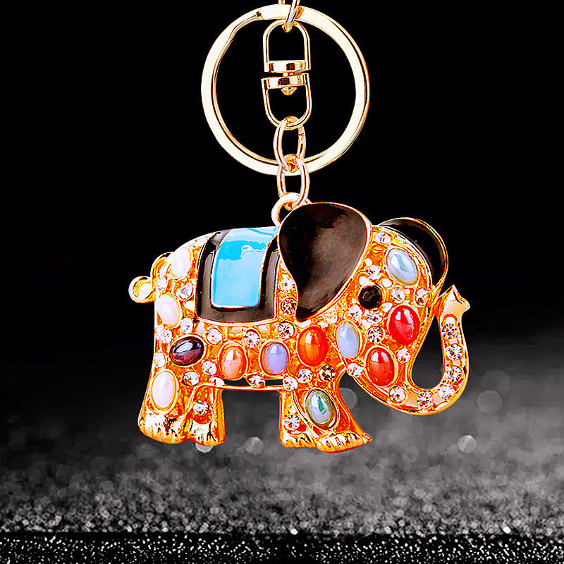 Wholesale Crystal studded diamond elephant cute metal keychain