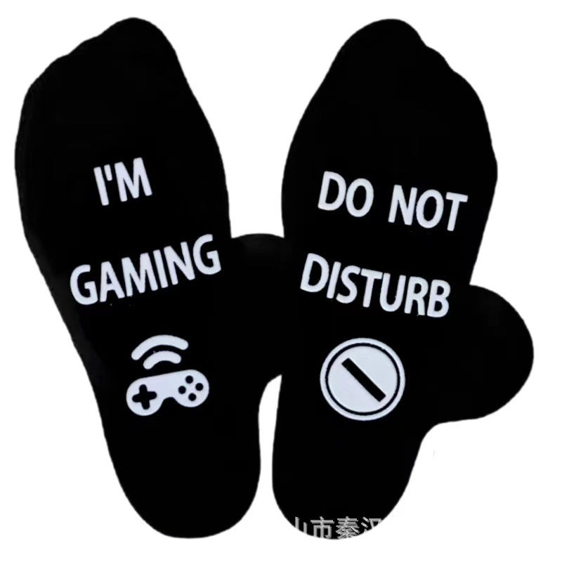 Wholesale of European and American Cotton Medium Cylinder Letter Anti Slip Adhesive Socks