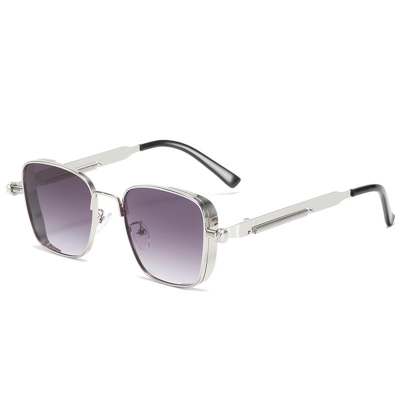 Wholesale Vintage Box Steampunk Metal Style European American Hip Hop Personality Spring Leg Sunglasses