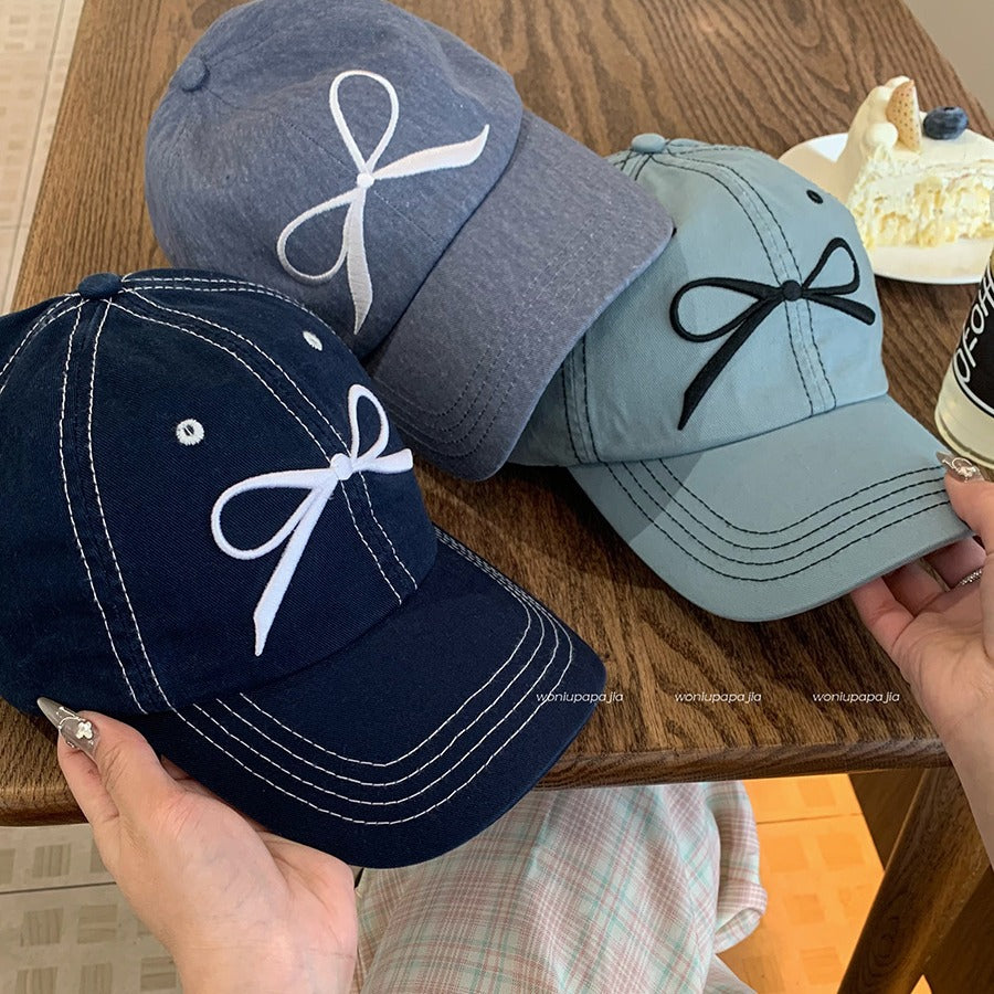 Wholesale Bow Washed Denim Sun Protection Baseball Cap