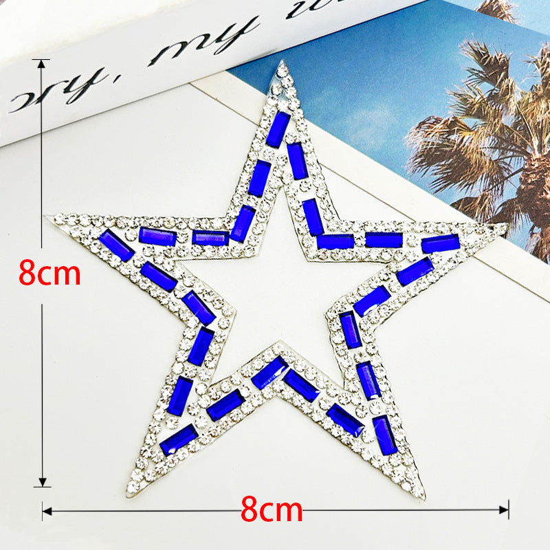 Wholesale 10pcs 8cm pentagram hot stamping diamond hollow embroidery DIY Patches