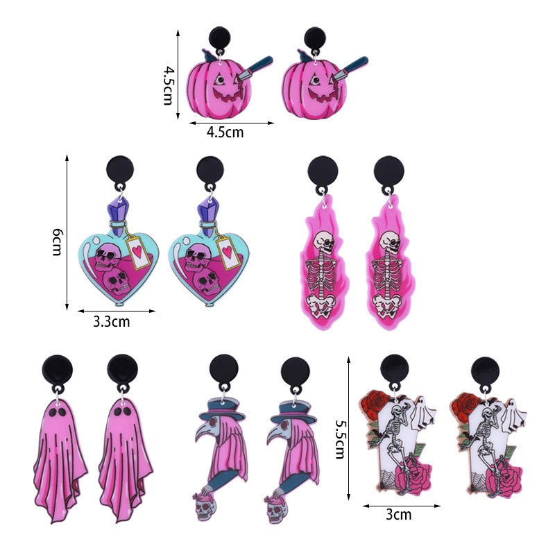 Wholesale Halloween cute funny long-legged witch ear Acrylic earrings