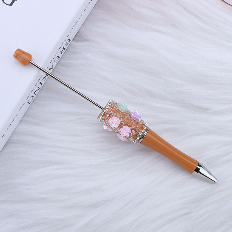 Wholesale 50pcs DIY Rose Flower Sugar Diamond Small Flower Embellishment Creative Beaded Round Bead Cute Pen