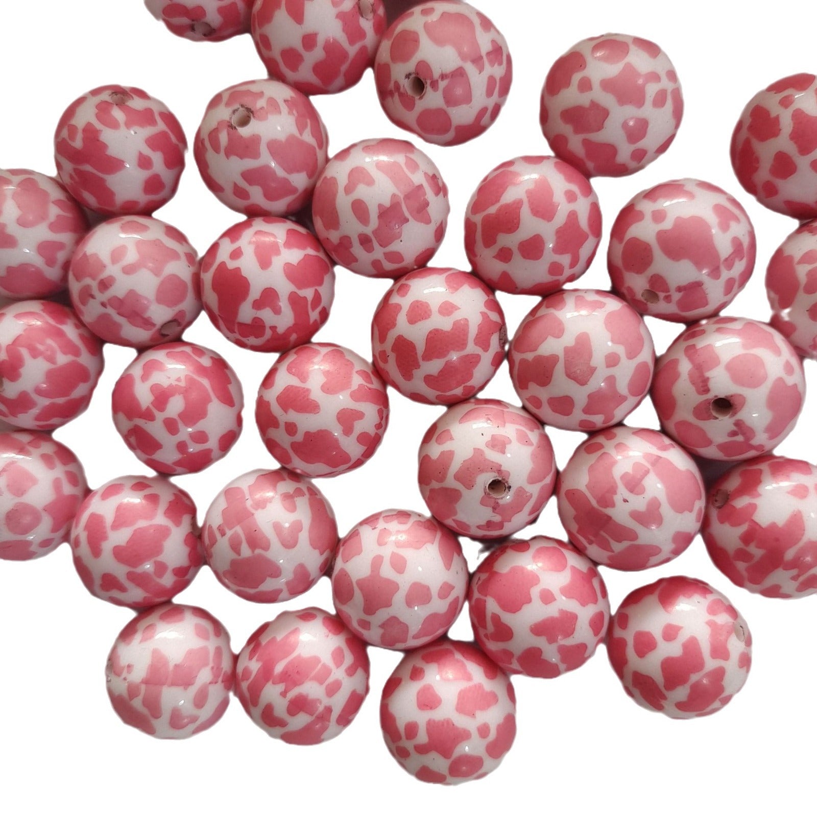 Wholesale 5pcs 20MM Acrylic Pink Cow Pattern Printed Beads