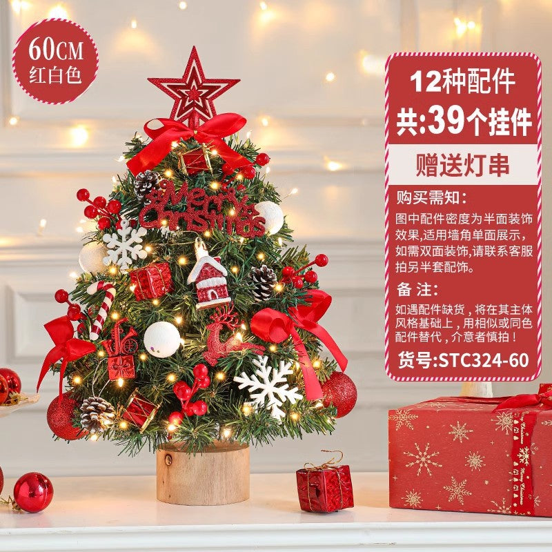Wholesale Christmas small red desktop Christmas tree stakes ornaments DIY material package to decorate Christmas