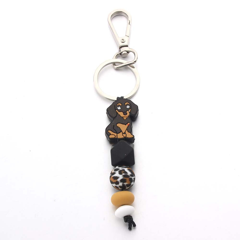 Wholesale Silicone Beaded Bracelet Dog Keychain Bag Pendant Small Accessories