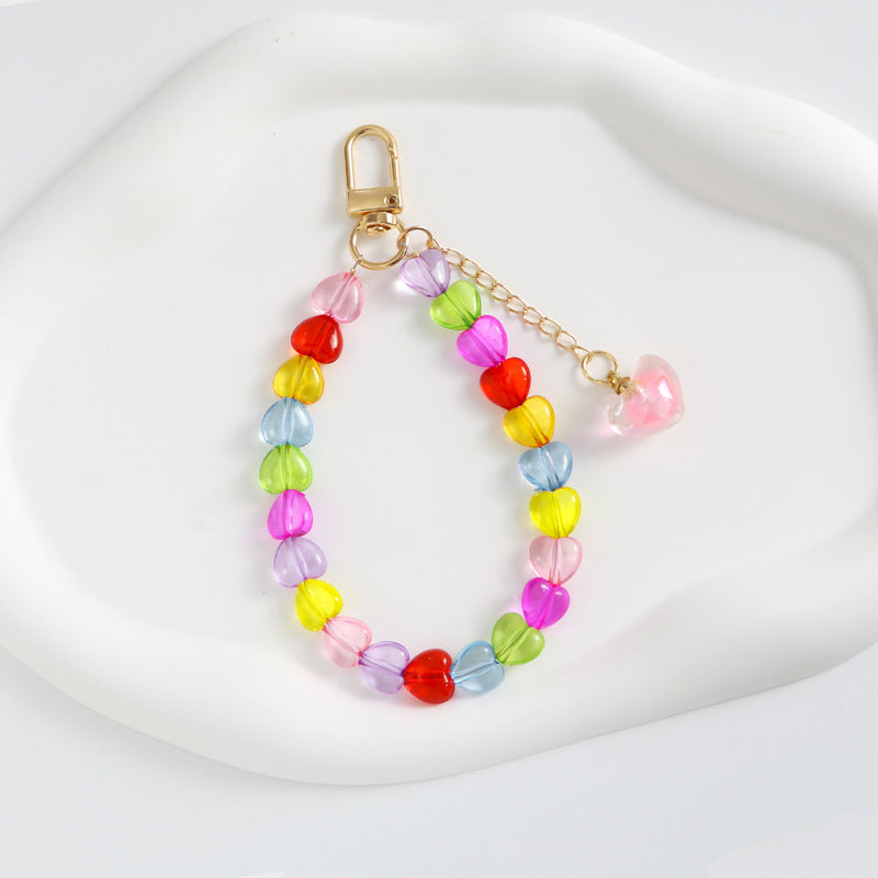 Llaves acrílicos de corazones coloridos con cuentas al por mayor
