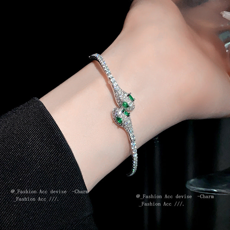 Wholesale Alloy Diamond Zircon Snake Open Bracelet