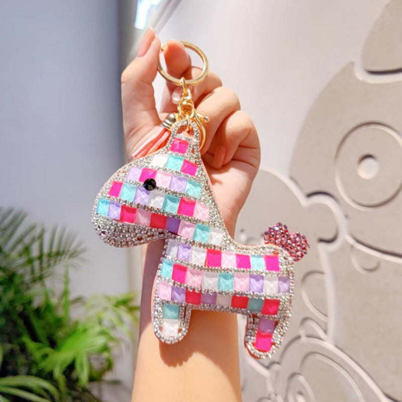 Wholesale Cute diamond studded cartoon horse keychain