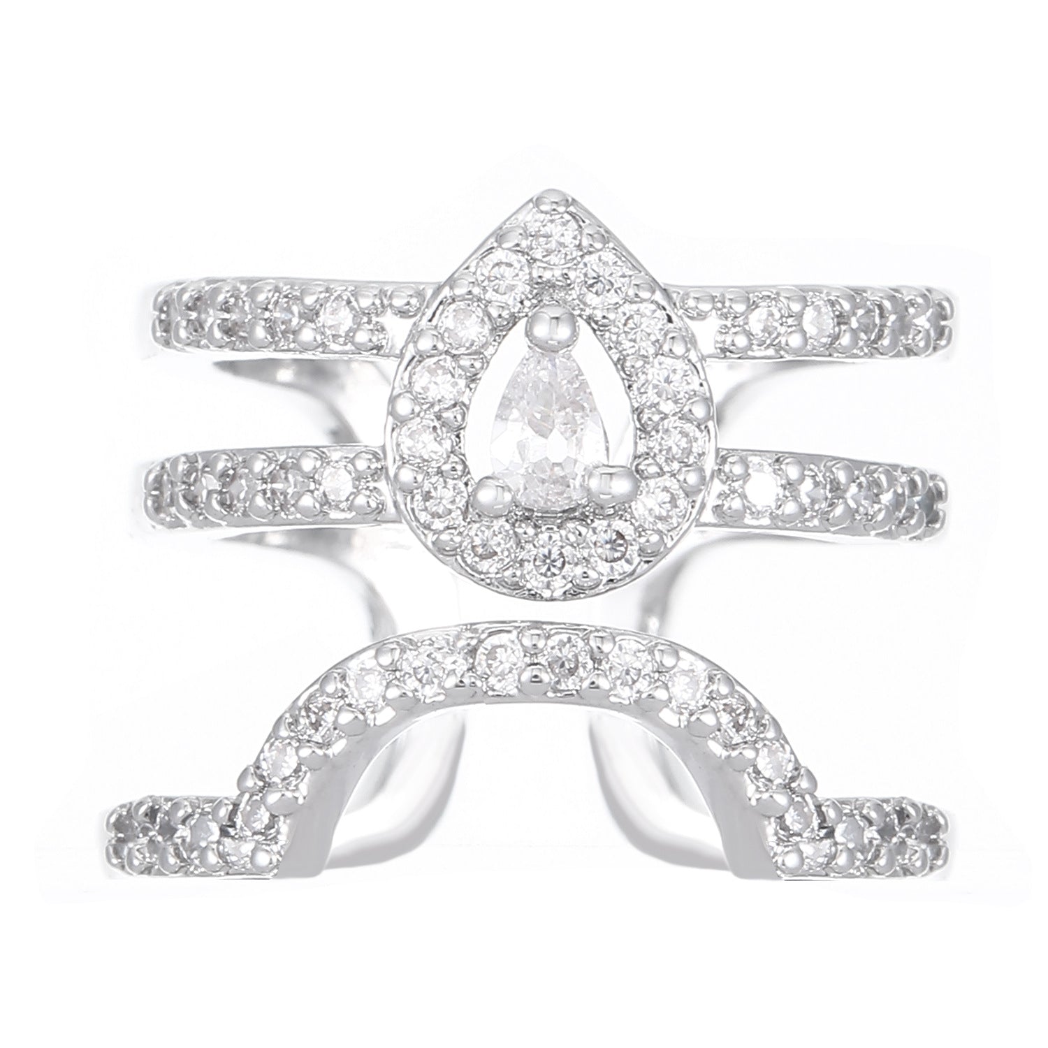 Wholesale  Geometric Diamond Opening Nail Copper Ring