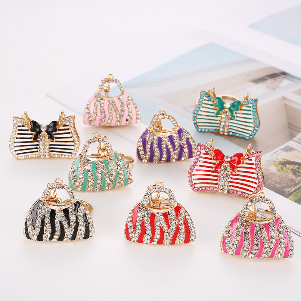 Wholesale Rhinestone Leopard Print Creative Bag Car Keychain