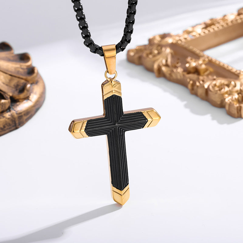 Wholesale Two Tone Cross Necklace 316 Stainless Steel Necklace