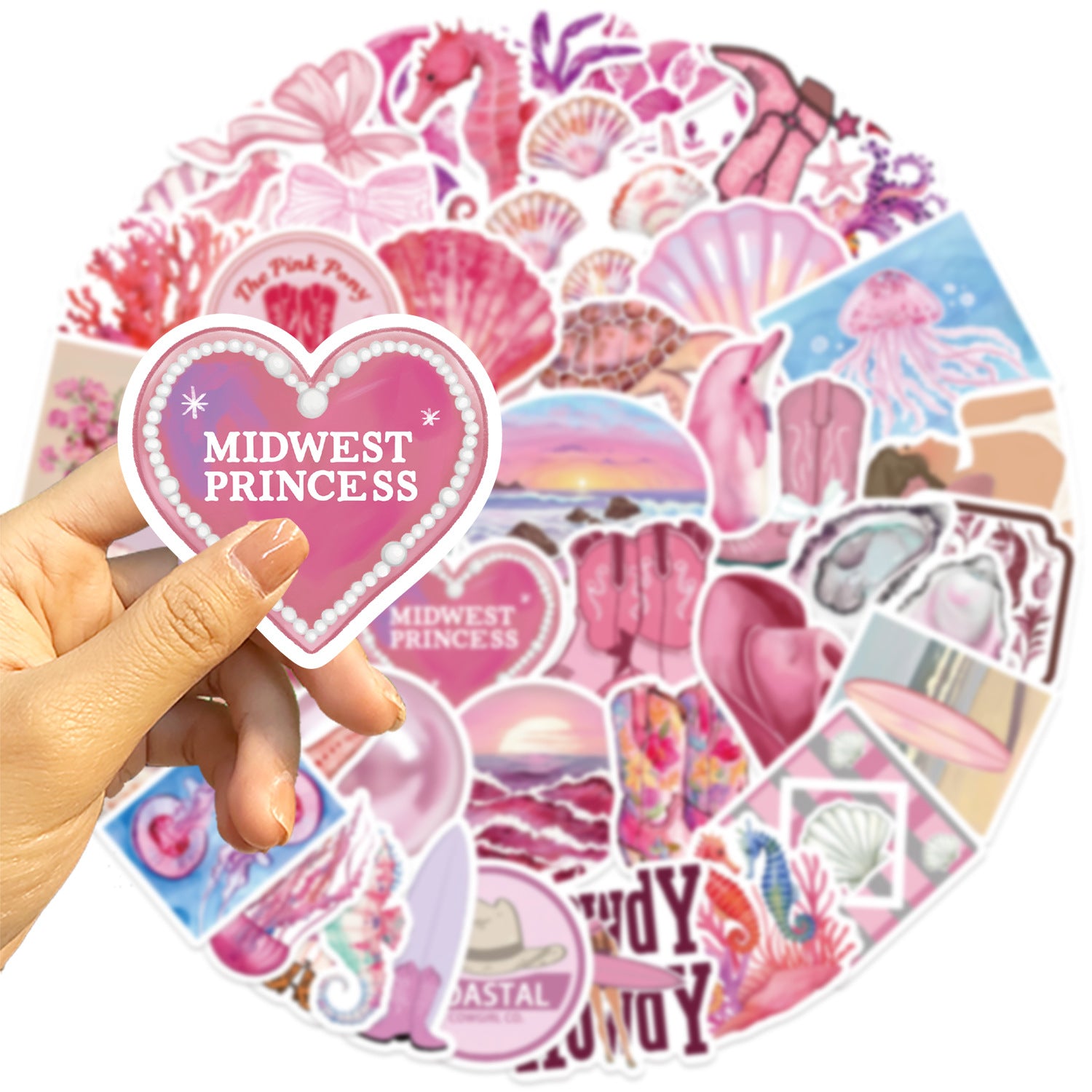 Wholesale 50pcs pink coast girl cartoon series stickers