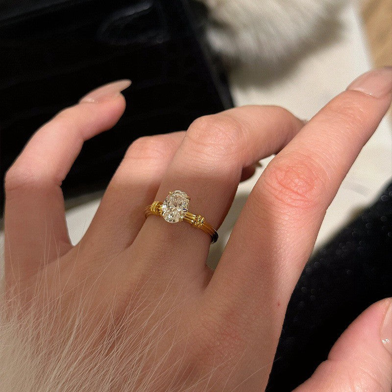 Wholesale Autumn and Winter Flash Diamond Zircon Does Not Fade High-end Luxury Sterling Silver Rings