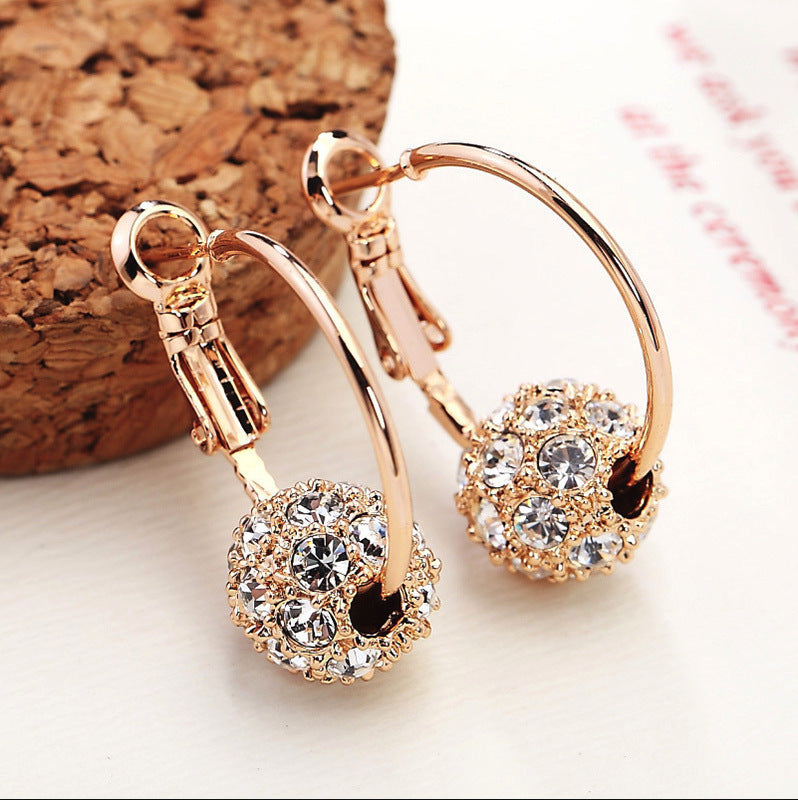 Wholesale Crystal Diamond Ball Colored Diamond Lucky Ball Earrings