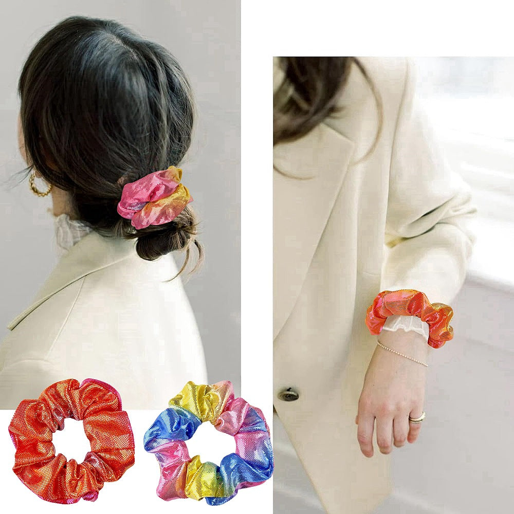 Wholesale laser bronzing large intestine gradient color plate hair rope horsetail large intestine ring