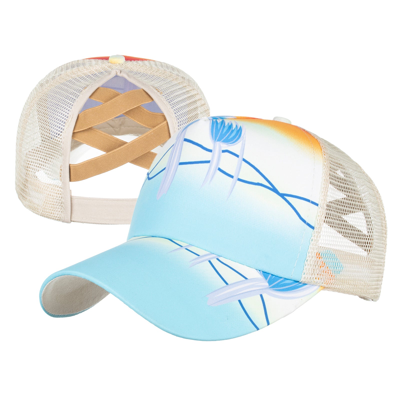 Wholesale Cotton Polyester Cross Ponytail Baseball Hats