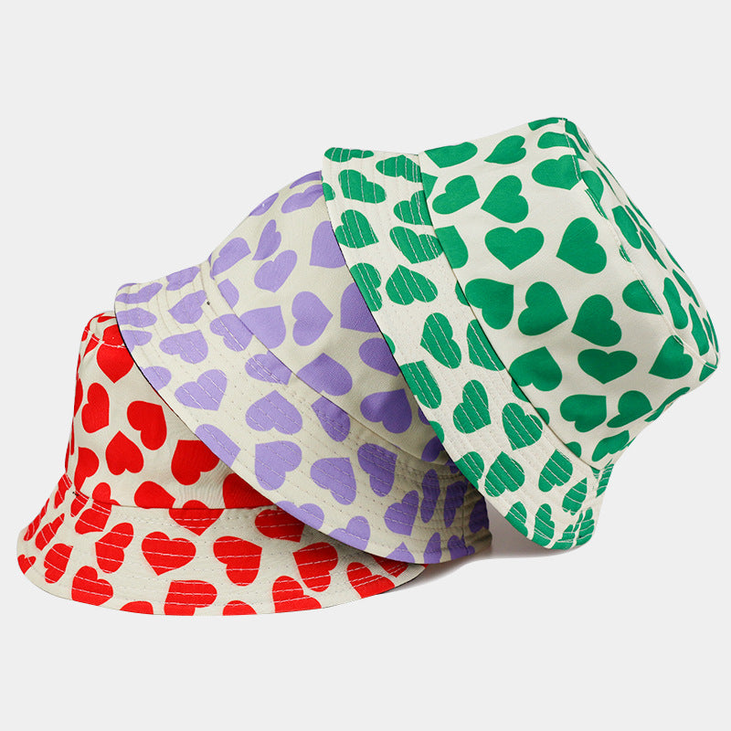 Wholesale Double-sided Printed Love Cotton Fisherman Hats