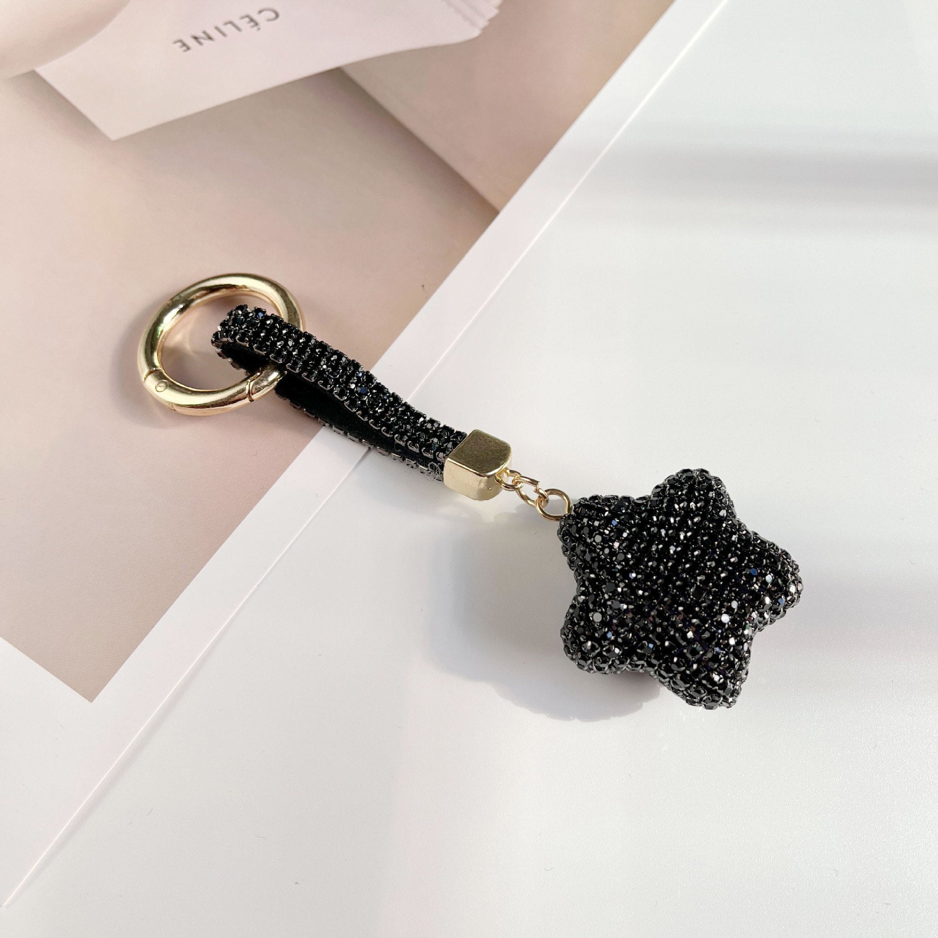 Wholesale Full Set Diamond Five Pointed Star Keychains