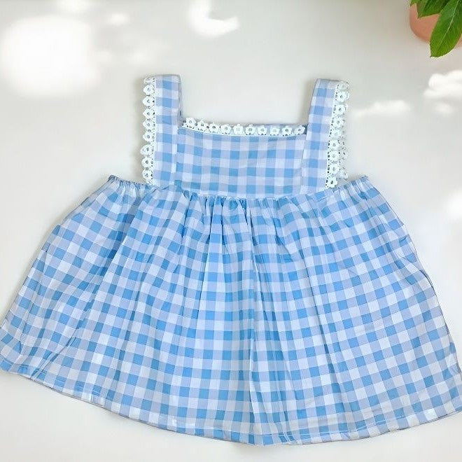 Wholesale Cotton Toddler Girls Sleeveless Princess Dress Plaid Floral Summer Chic Daily Wear