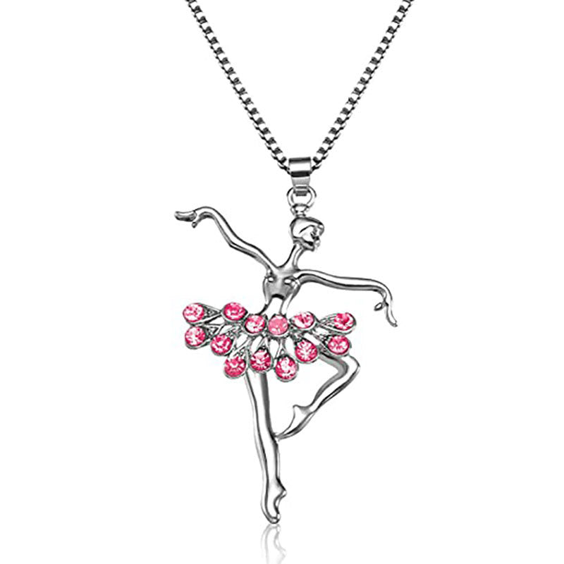 Wholesale Ballerina Girl Unicorn Rainbow Mermaid Pendant Sweater Necklace