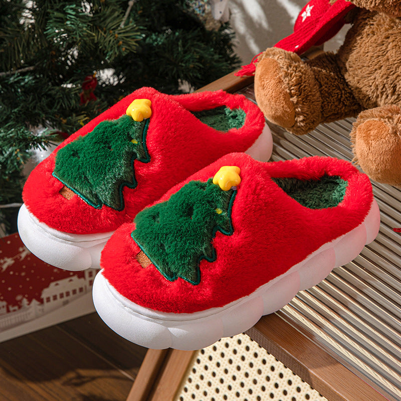 Wholesale Christmas tree home neutral autumn and winter slippers