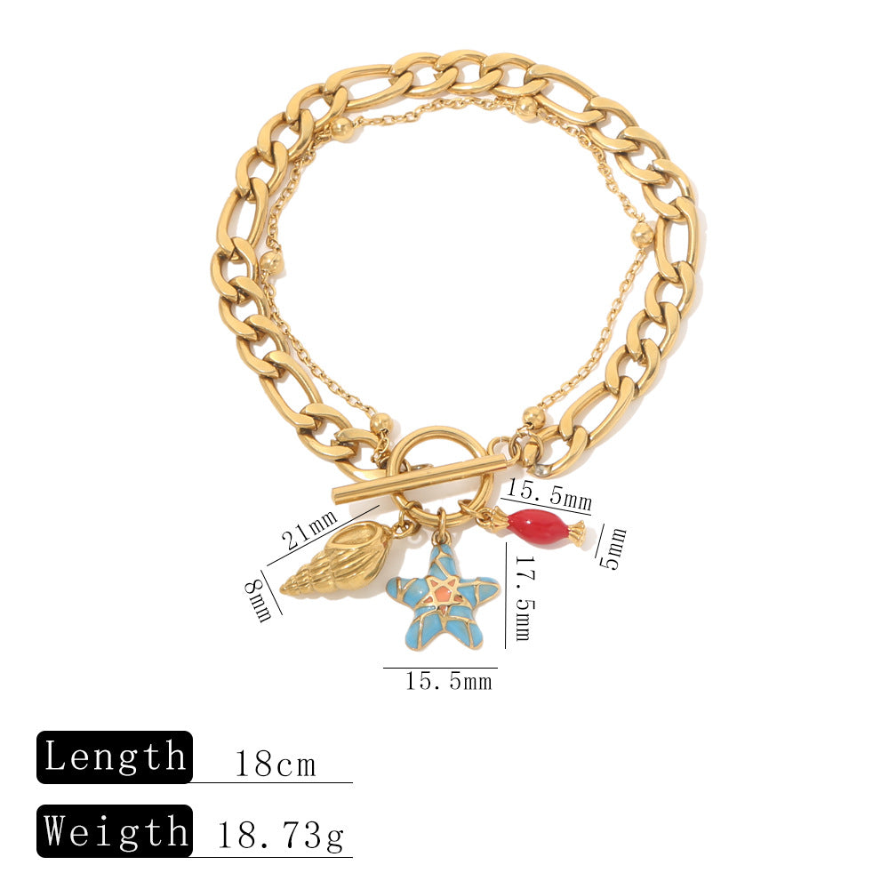 Wholesale Pearl Starfish Moon Cross Pendant Jewelry Bracelet