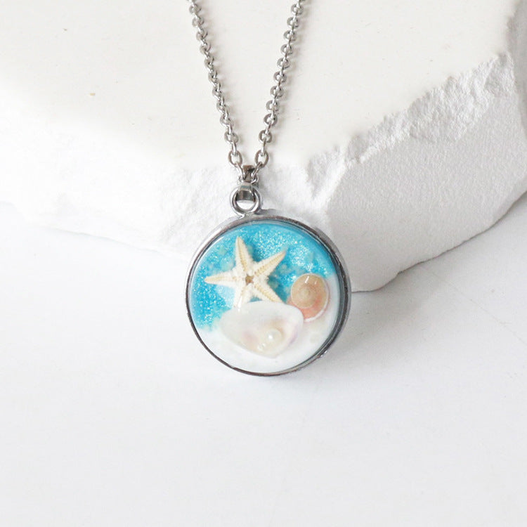 Wholesale 6pcs Luminous Conch Shell Specimen Resin Necklace