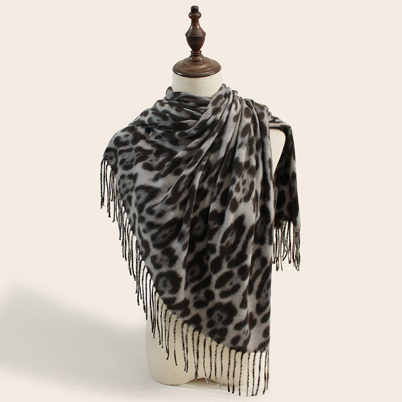 Wholesale Autumn and Winter Leopard Print Warm and Versatile Fashionable Imitation Cashmere Scarf