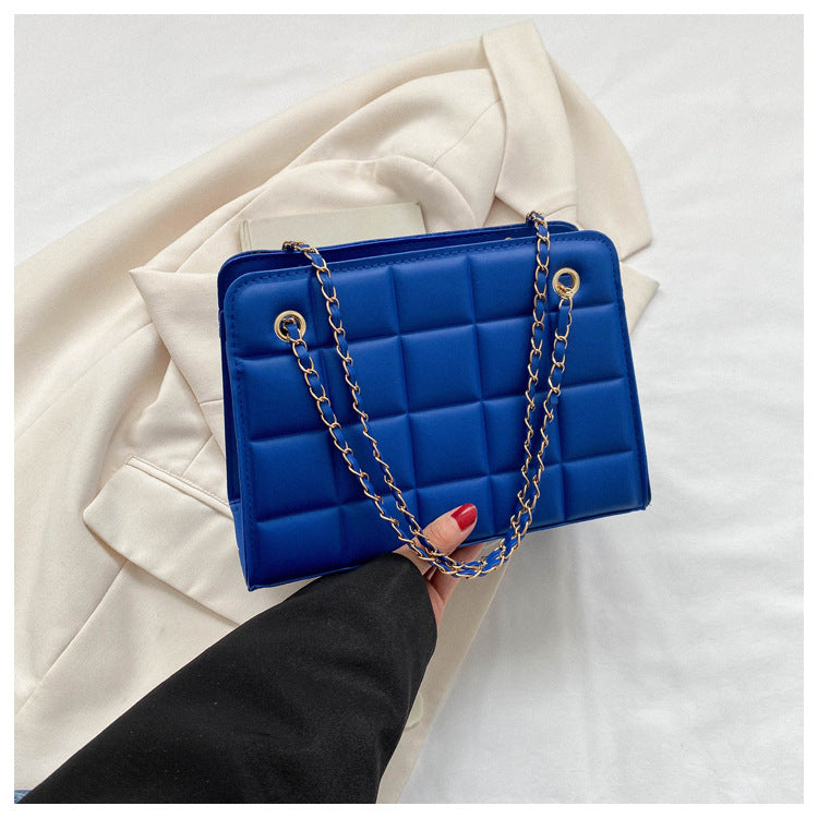 Wholesale PU Square Candy Color Retro Diagonal Cross Single Shoulder Chain Small Square Bag