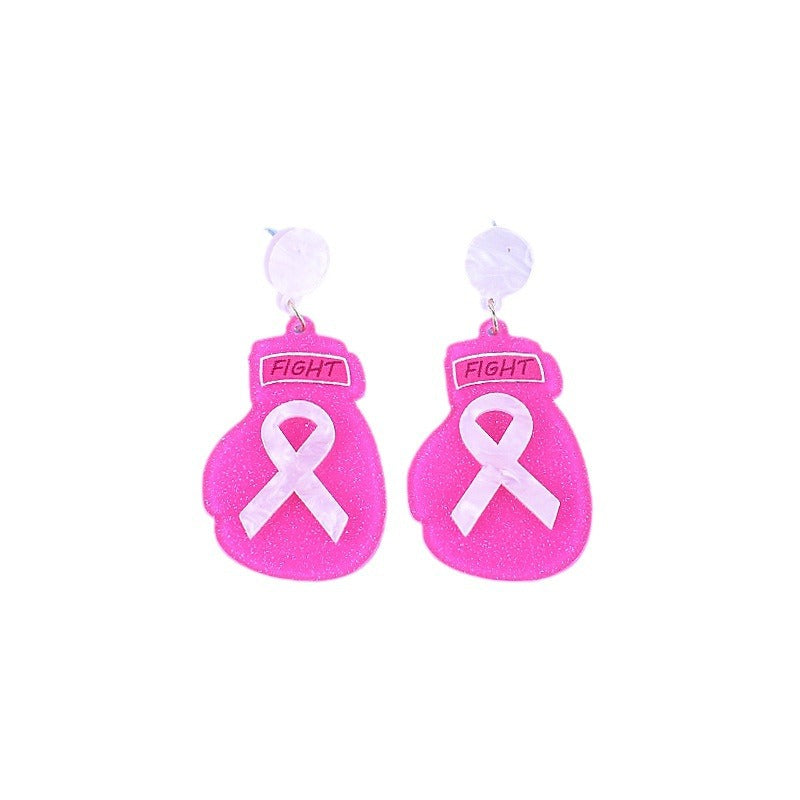 Wholesale Breast Cancer Awareness Pink Acrylic Earrings