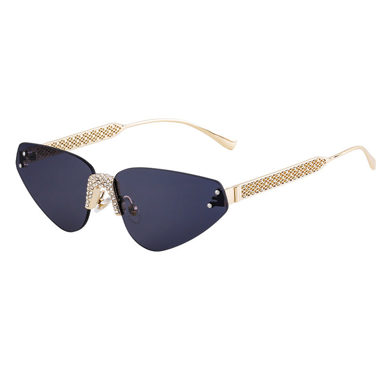 Wholesale Fashion Frameless Diamond Outdoor Street Shooting Sunglasses