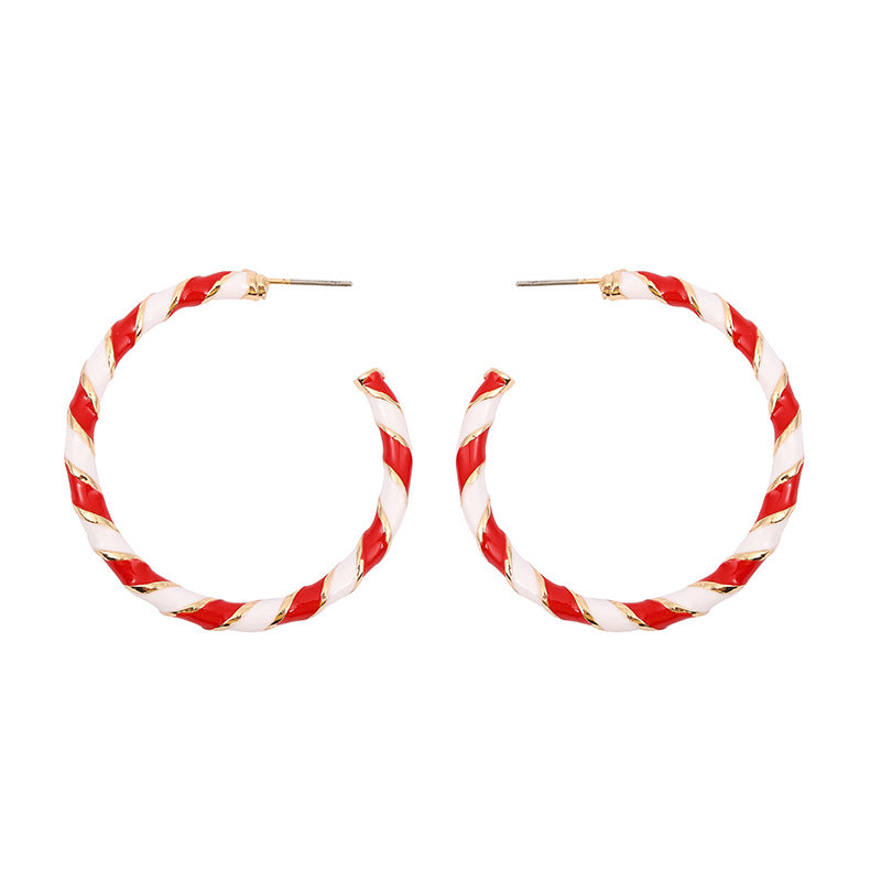 Wholesale Fashionable Dripping Oil Spiral Christmas Hoops