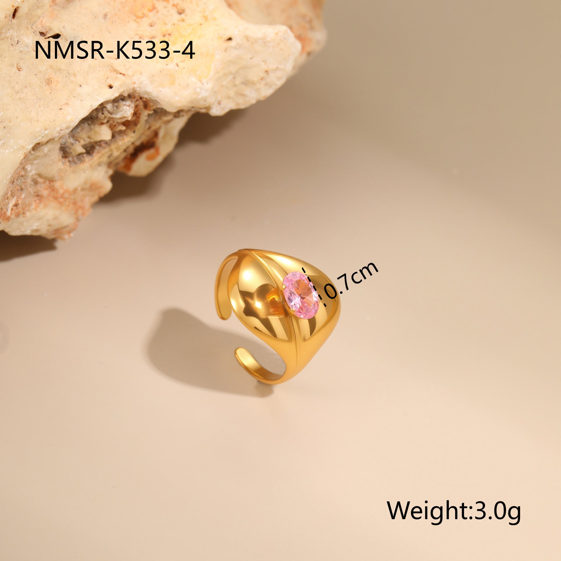 Wholesale Pink zircon Stainless Steel Rings
