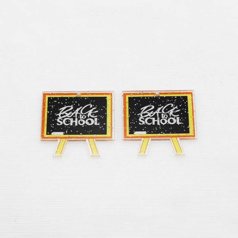 Wholesale 10pcs Back To School Theme Glitter Accessories FlatBack