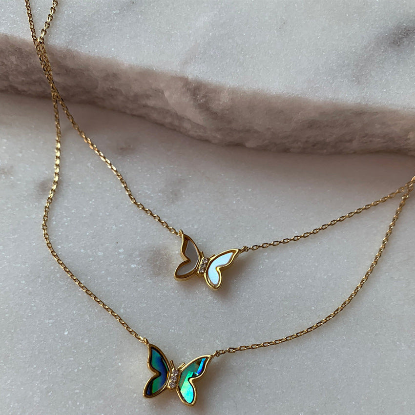 Wholesale Butterfly Natural Shell Copper Necklace
