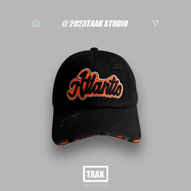 Wholesale Washed denim ripped baseball cap for women summer all-match street letter embroidered cap