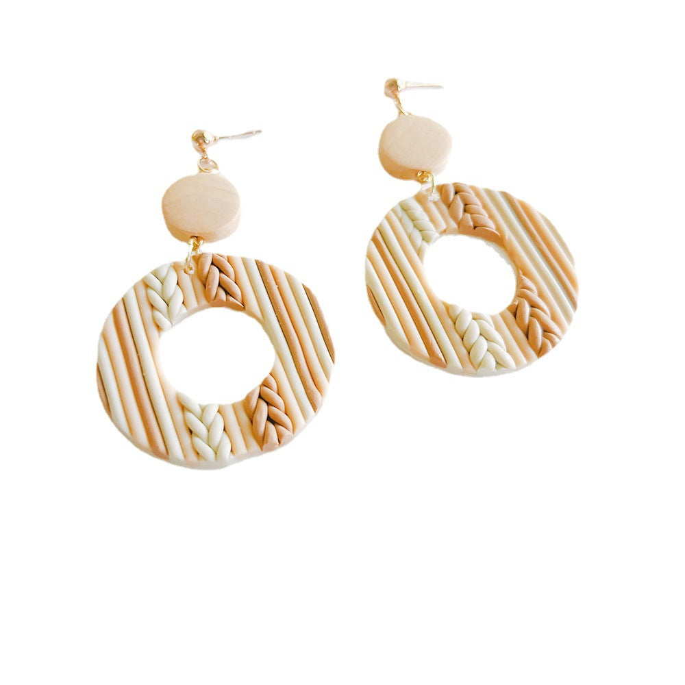 Pendientes de madera geométrica de cerámica geométrica al por mayor a mano pendientes de madera