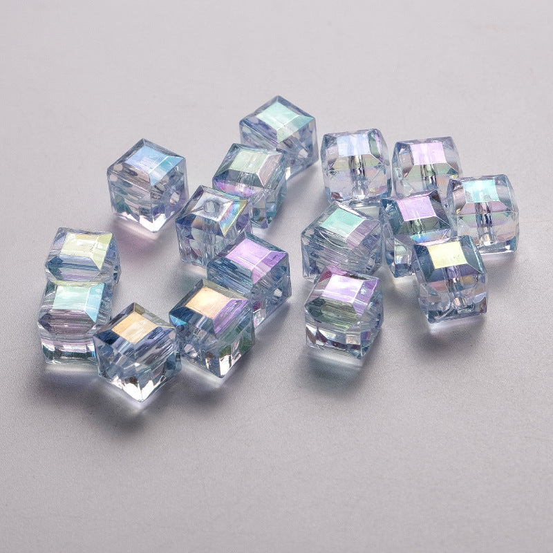 Wholesale 50pcs 8mm multi-faceted acrylic high-transparency square beads colorful three-dimensional loose beads