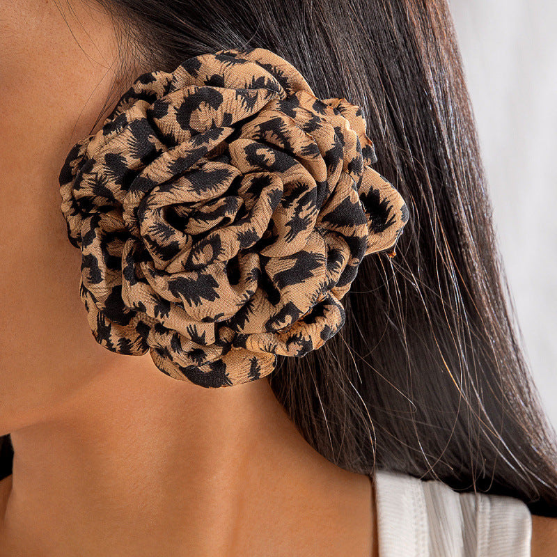 Wholesale Colorful leopard print fabric earrings