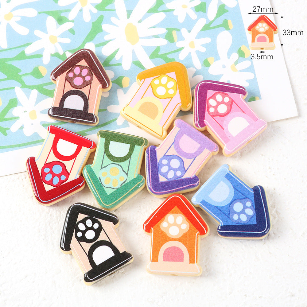 Wholesale Acrylic Cute Cartoon Cat Star Bow Biscuit Printing Beads OLY Exclusive