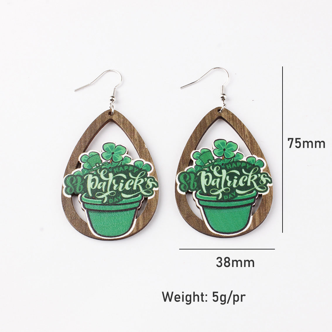 Wholesale Carnival Printed Wooden Drop Earrings